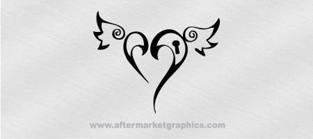 Heart Lock with Wings Decal